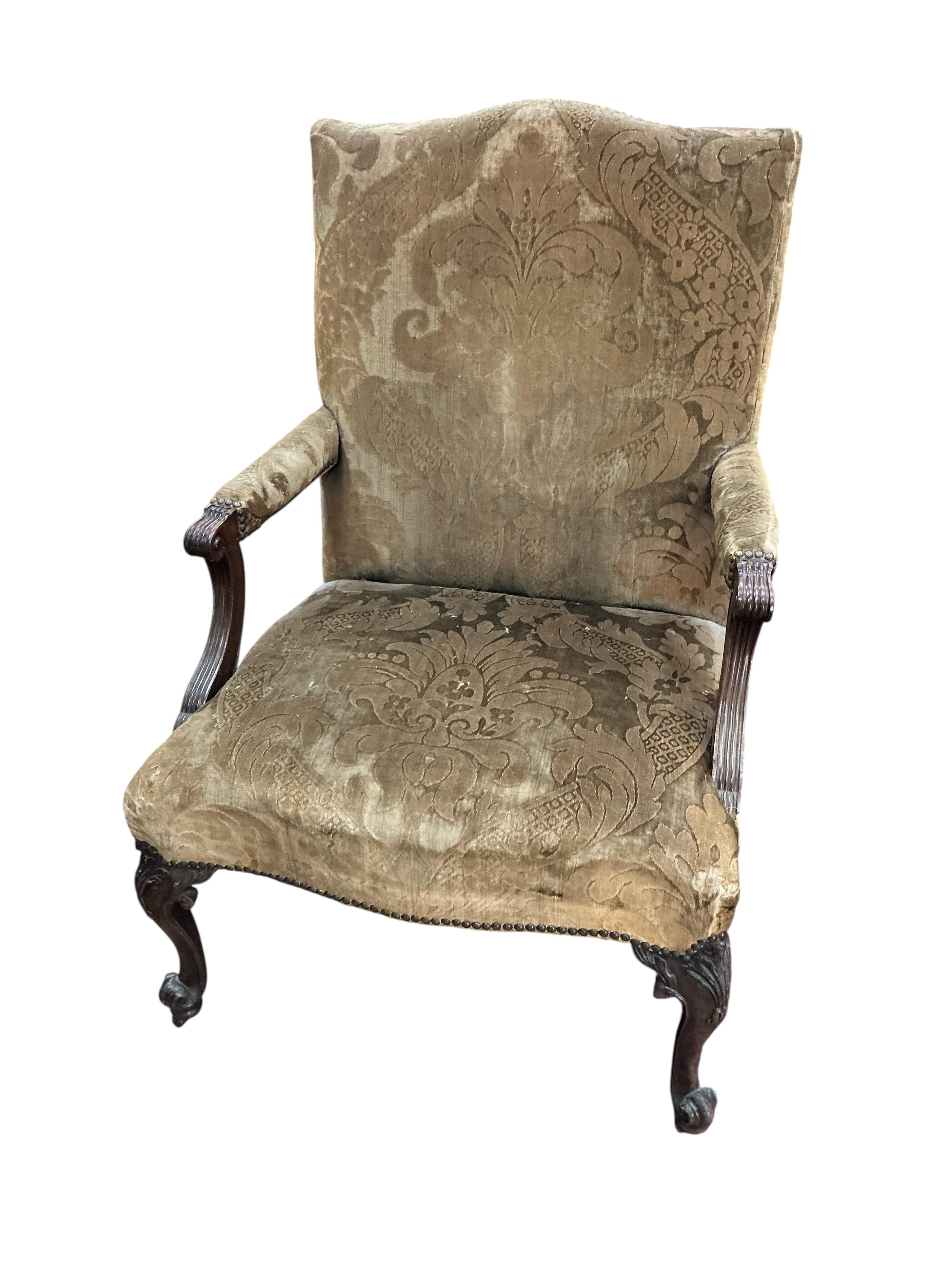 A Louis XIV style armchair, width 70cm, depth 64cm, height 100cm